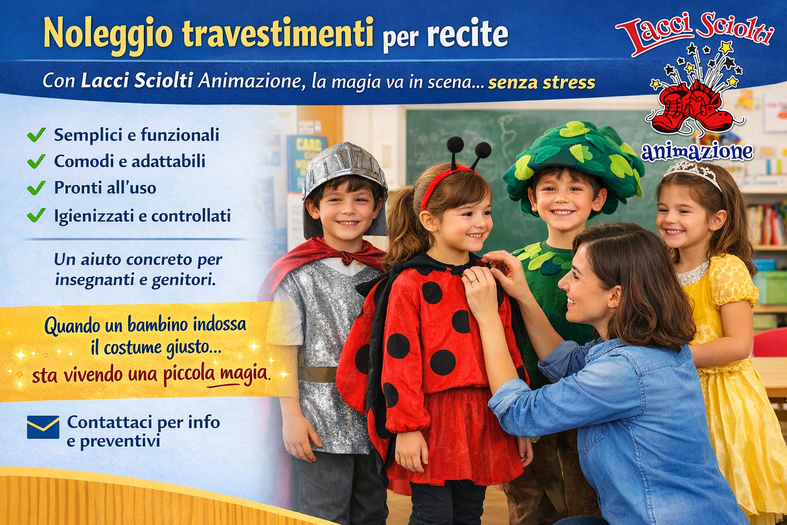 Noleggio Travestimenti per bambini recite e spettacoli fine anno